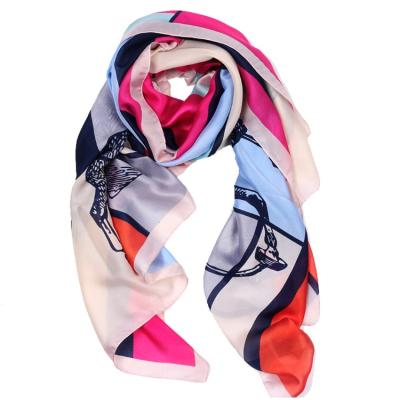 China High Quality Custom Comfortable CR Scarf Woman Printing Imitation Silk Long Scarf for sale