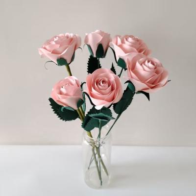 China Paper Most Popular Modern Design Small Horn Rose Artificial Flower Pink Rose for sale