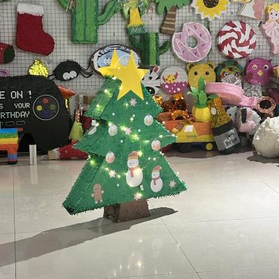 China Hot Sale 2023 New Design Jumbo Size Paper Pinata Foldable Christmas Tree Pinata Candy Wrap Supplies Party Atmosphere Blow Game for sale