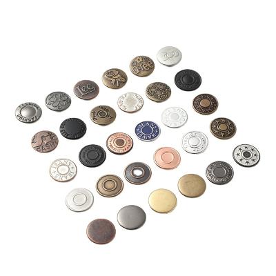 China Dry Cleaning Custom Embossed Logo Jeans 17mm Combo Copper Buttons Metal Button And Rivet  Clothes Jeans Button for sale