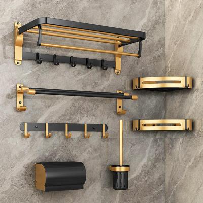 China NEWRGY Viable Luxury Trolley Accessories Bathroom Shelf Hardware Shower Set 6 Pcs Stainless Shelf Accessories Bathroom Shelves for sale