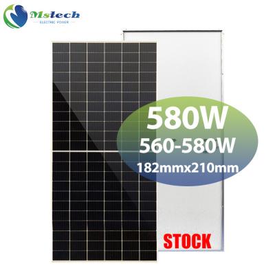 China High Quality 560w 570w Solar Panels Mstech 580 Watt Solar Panel 132 Half Cell Monocrystalline PV Solar Modules Good Prices 182mmx210mm for sale