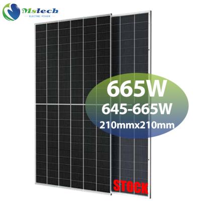 China Mstech Solar Mono Bifacial Crystalline Solar Panels 645w Solar Panel 650w 655w 660w 665 Watt Solar Power Modules Prices 210mmx210mm for sale