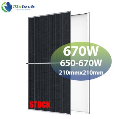 China Mstech 660w Placa Solar Roof Tiles High Power 665w 670w Solar Photovoltaic Panels 650 Watt 655w Solar Panel 210mmx210mm for sale