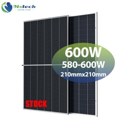 China Mstech 580 wp 585w 590w 595w 580 Mono Solar 1 Array PV Module Bifacial Black Frame Solar Panel 600w Price 210mmx210mm for sale