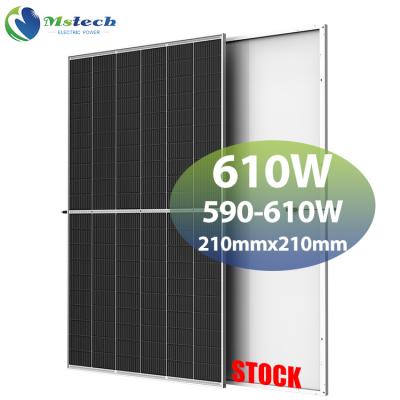 China Mstech China Wholesale Price Half Cell 585w 590w 595w 600w PV Modules Backsheet 605w Solar Panel Photovoltaic EU Rotterdam 210mmx210mm for sale