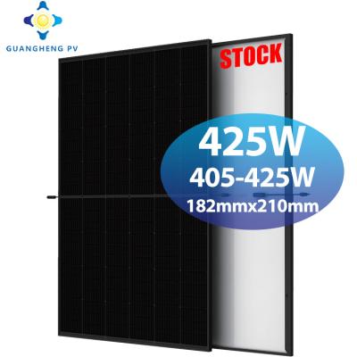 China Guangheng Placa 405w 410w 415w 420w Full Solar Panel 425w High Efficiency Black Monocrystalline Solar Power Module 182mmx210mm for sale