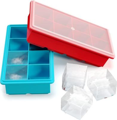 China Viable 8 Cube Ice Tray Colorful Best Price Ice Cube Maker Silicone Ice Cube Tray Mold Supplier for sale