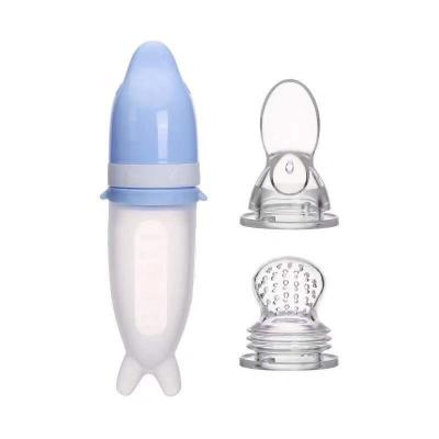 China Infant Squeeze BPA Free Silicone Baby Food Spoon Feeder Feeding Feeding Dispensing Spoon Feeder Silicon Feeder Feeder For Cereal for sale