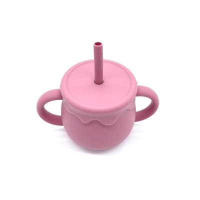 China Hot Selling Refrigerator Kids Silicone Sippy Toddler Cup Silicone Kids Sprinkle Coffee Baby Cup With Straw for sale