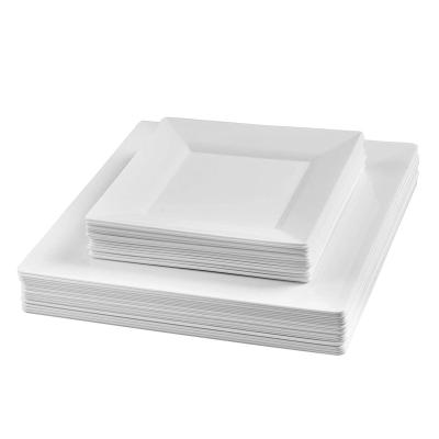 China Biodegradable Free Sample Biodegradable Sugarcane Bagasse Square Burger Paper Party Tray Eco-Friendly Disposable White Dish for sale