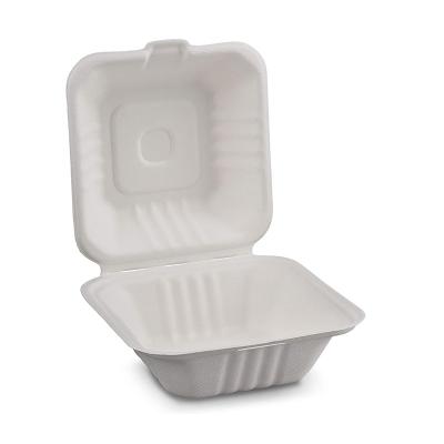 China Wholesale Disposable Transitional White Biodegradable Burger Box 6inch Customized Take Away Lunch 8 Inch Clamshell Lunch Box Burger for sale