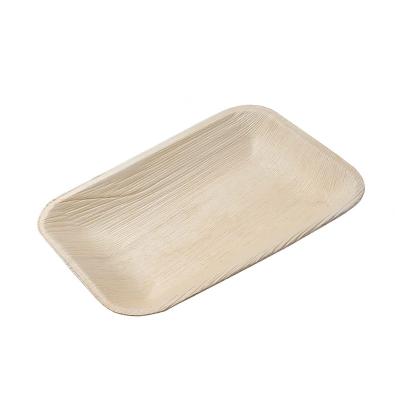 China Disposable and Biodegradable Compostable Palmette Plates 9 Inch 6inch Rectangle Dish Holiday Party Tableware Natural Dish for sale