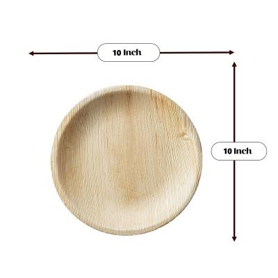 China 10pcs Biodegradable Disposable Sturdy Food Grade Certificate In USA And Europe 10 Inch Bamboo Palm Leaf Pizza Dishes For Party Dinnerware Set for sale