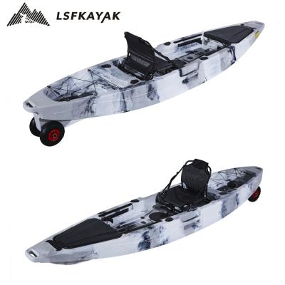 China Fishing activity LSF 12ft 3.6m length 1 paddler single sit on wheeled kayak for fishing for sale