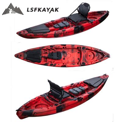 China Hot Single Seat Kayak One Person 9.6FT Fishing Kayak Sit On Top Canoe LLDPE&HDPE Plastic Travel Kayak for sale