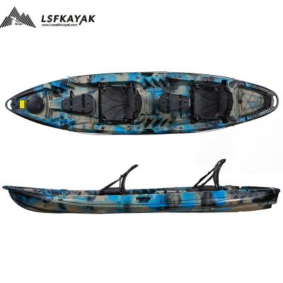 China Popular Kayak 2+1 Seat Sit On Top Plastic LSF Sports Family Kayak for sale