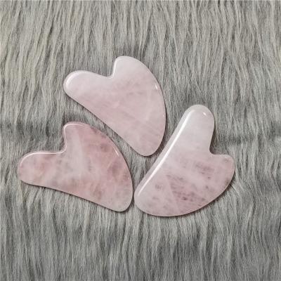 China Portable/Handheld Heart Shaped Gua Sha Guasha Board Rose Quartz Jade Stone Scraping Massage Tool Gua Sha Board for sale