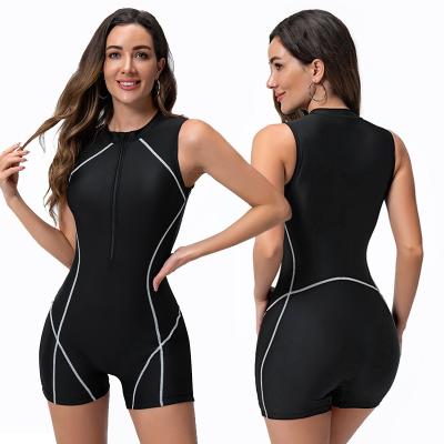 China Plus Size Women Sleeveless Front Zip One Piece Rashguard Swimsuit UPF 50+ Sun Protection Swimwear Beachwear Ladies Surf Swim Wear for sale