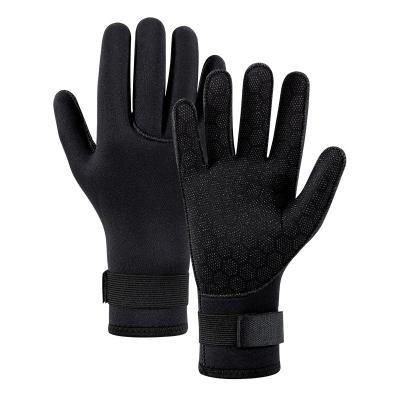 China Watersports Surfing Snorkeling Diving Swimming 3mm Thermal Neoprene Dive Gloves Five Finger Diving Gloves Anti Slip Flexible Wetsuit Gloves For Swimming Surfing Snorkeling for sale