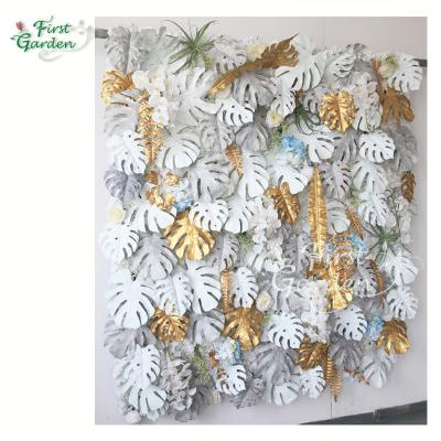 China Artificial Monstera Leaf Decoration Wall Decor Plants Gray White Gold Leaves Customized Handmade Handmade for sale