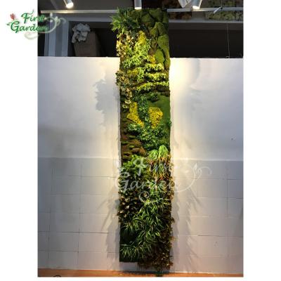 China Indoor Artificial Green Vertical Garden Panel Wall Grass Decoration Plants Fern Moss Backdrop Eco-Friendly Plastic Customize for sale