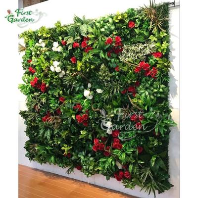 China Artificial Green Garden Wall Fern Wither Vine White Flower Wedding Stage Restaurant Hotel Bookstore Red Artificial Rose Holiday Party for sale