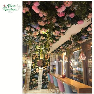 China Artificial Flower Green Wall Peony Leaf Green Wall Wedding Church Wedding Church Event Decoration Indoor Vertical Decoration for sale