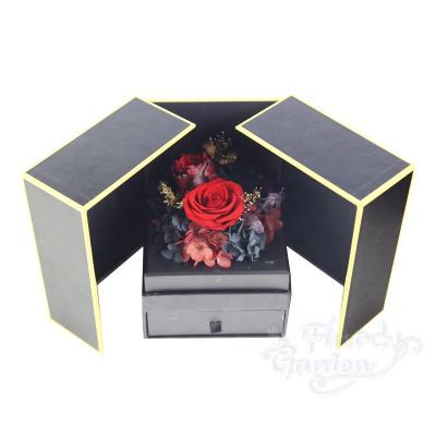 China Handmade Lasting Flower Rose Jewelry Box Eternal Valentine's Day Gift Valentine's Day Gift for sale