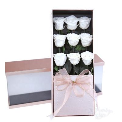 China Valentine's Day Gift Wholesale Yunnan Rose White Eternal Flower Romantic Fresh Gift Box for sale