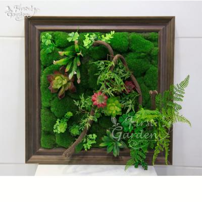 China Durable Eco-friendly Artificial Wall Decoration Wedding Indoor Wall Frame Plant Flower Photo Frame for sale