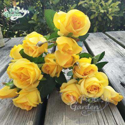 China Artificial silk colorful beautiful yellow flower small roses used for wedding stage embellishment gift home decoration stage decoration for sale