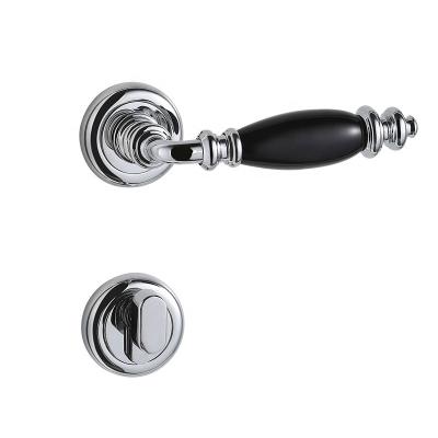 China New Modern Home Security Good Price European Style Matte Black Zinc Alloy Interior Luxury Door Handle for sale