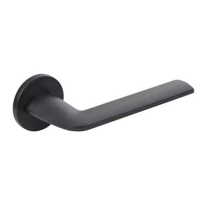 China Modern Door Window Furniture Hardware Matt Black Door Lever Aluminum Handle On Round Base for sale