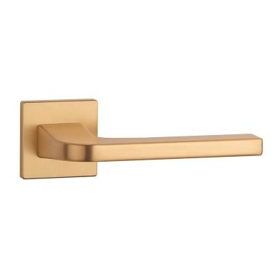 China Modern Door Hardware Satin Gold Factory Handle Lever Aluminum Aluminum Door Handle on Zinc Alloy Rose for sale