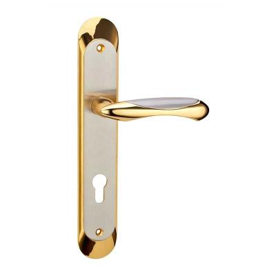 China Modern Zinc Gold Satin Nickel Plated Bedroom Entry Plate Door Handle for sale