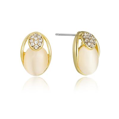 China FASHIONABLE Elegant and Exquisite Korean Style 14K Gold Plated Oval Shape Zine Alloy Stud Earrings For Women for sale