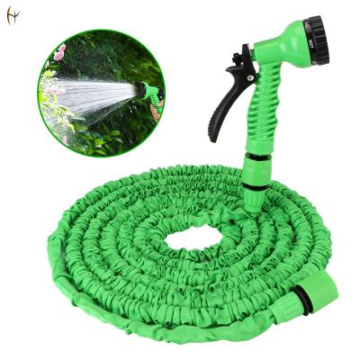 China Lightweight 15M Expandable Green Adjustable Water Hose Garden Hose with Hose Reel and 7 Function Spray Nozzle for sale