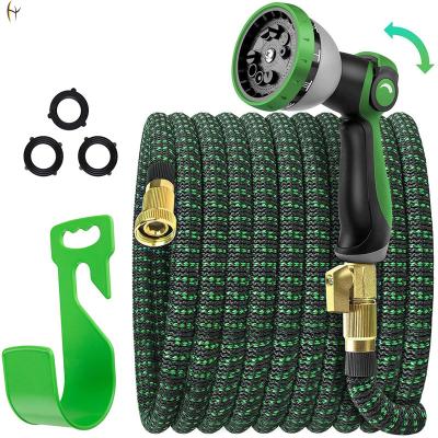 China New Product Brass Nozzle Textile Hybrid Adjustable 50 Ft Leak Fix Lightweight Garden Hose for sale