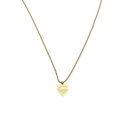 China Restoring Ancient Ways 2021 Summer Love Heart Shaped Letter Vintage Bead Clavicle Pendant Chain Engraved Titanium Steel Women Necklace Jewelry for sale