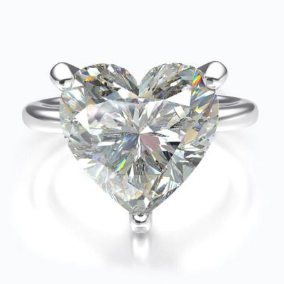 China Popular European and American trend color zircon heart-shaped ring in Europe and America fashion couples proposal gift S925 romantic silver ring for sale