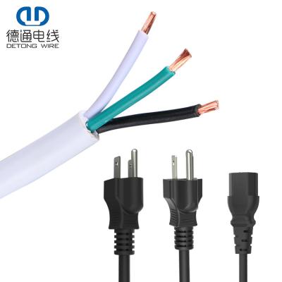 China High Quality American Home Appliance Lighitng Standard Three Plug 300V 3 Cores PVC Insulated Lamps Lighting Power Cord for sale