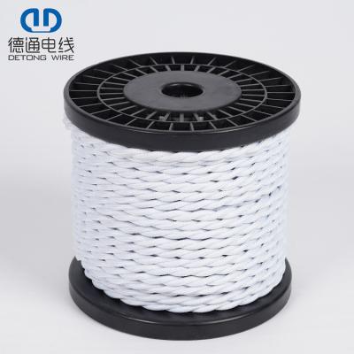 China Lamp Lighting DeTong PVC Insulated Colored Round Twisted Lighting 300V Textile Braided Bare Copper Indoor Cable for sale