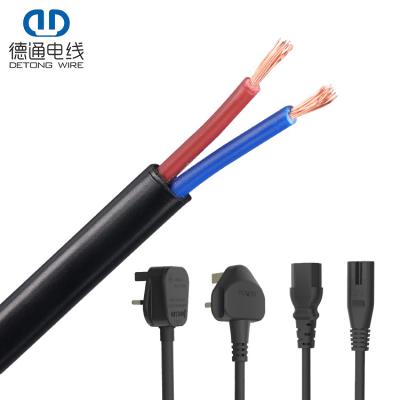 China Home Appliance Detong DIY Lamps 0.5mm 0.75mm 300V Insulated British Standard Two Plug PVC Power Cord for sale