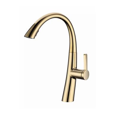 China Sense Faucets CYEN Luxury Brushed Gold Hot Water Single Lever Mixer Cold Cold Pull Out Kitchen Faucet for sale