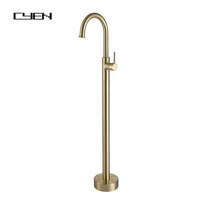 China High Quality CYEN Gold Bath Shower Faucet Mixer Floorless Slide Bar Floorless Standing Clawfoot Message Mounted Bathtub Faucet With Hand Held Shower for sale