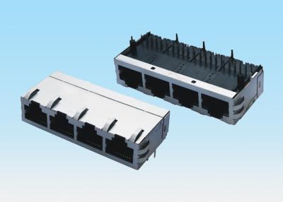 중국 방패 1*4 항구 RJ45 잭 연결관 30MΩ 최대 접촉 저항을 금속을 붙이십시오 판매용