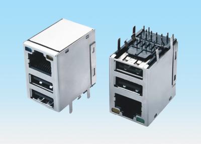 China Van de de Combinatieschakelaar van 100 basis-TX RJ45 ONDERDOMPELINGStype van USB Dubbel met Groene Gele LEIDEN Licht Te koop