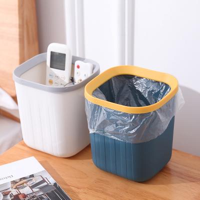 China Functional Home Student Striped Storage Box Table Top Dormitory Bin Office Desk Trash Can for sale