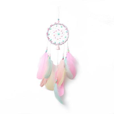 China 100% Handmade Dreamy Colorful Feather Heart Girl's Dream Catcher Catcher For Home Decoration Birthday Gift for sale